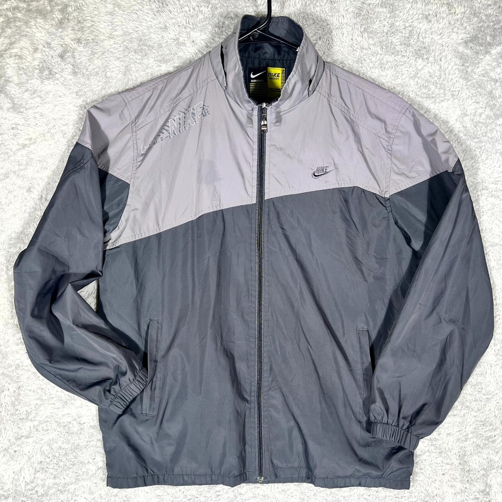 Nike Air Max Just Do It Windbreaker Jacket Mens 2XL Black Gray Waterproof Zip Up